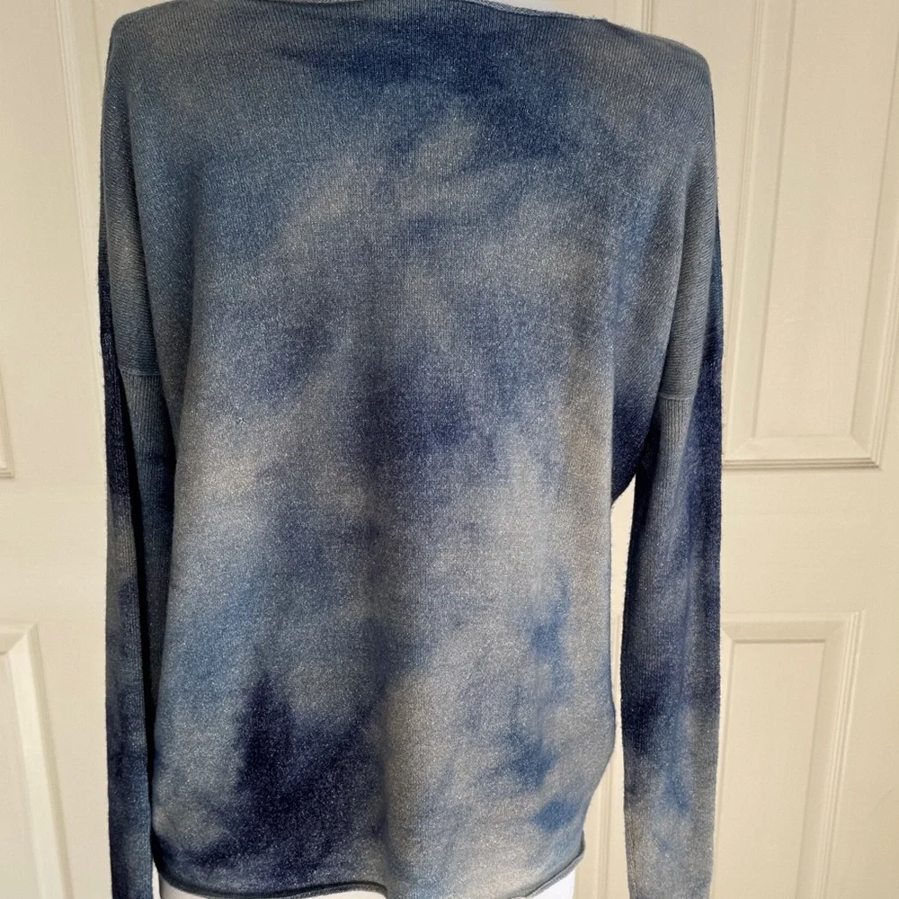 Cashmere Elegant Navy Tie-Dye Long Sleeve Top - Picture 7 of 12